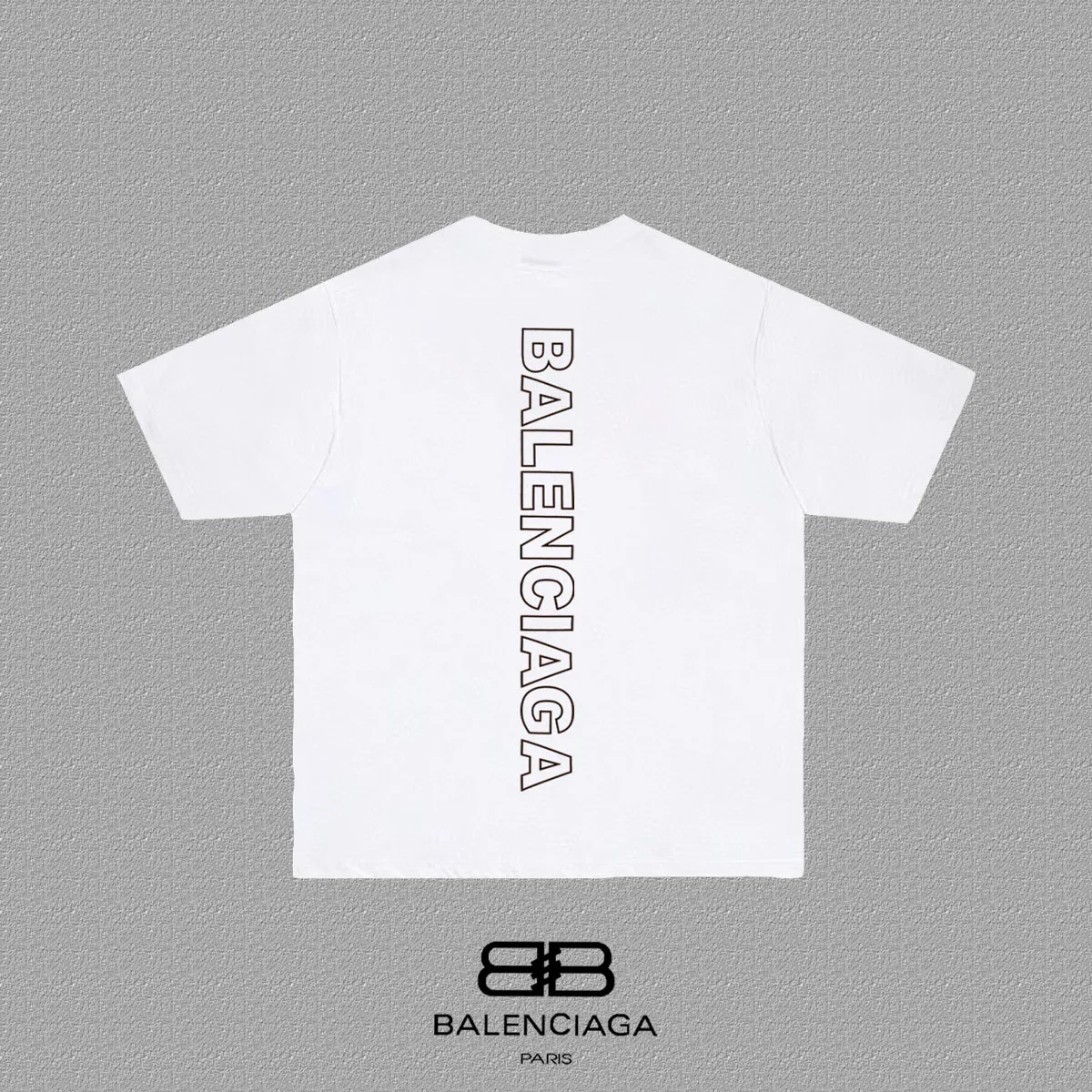 P80✨🔥 BALENCIAGA Paris lettering printed short-sleeved T-shirt, custom-woven and dyed 280g combed cotton heavyweight fabric, zero color difference in thread, perfect details, different from the current version on the market, welcome to compare, Same Style for men and women, must-sell in the picture above Color: White Black Size: 1 2 3 4